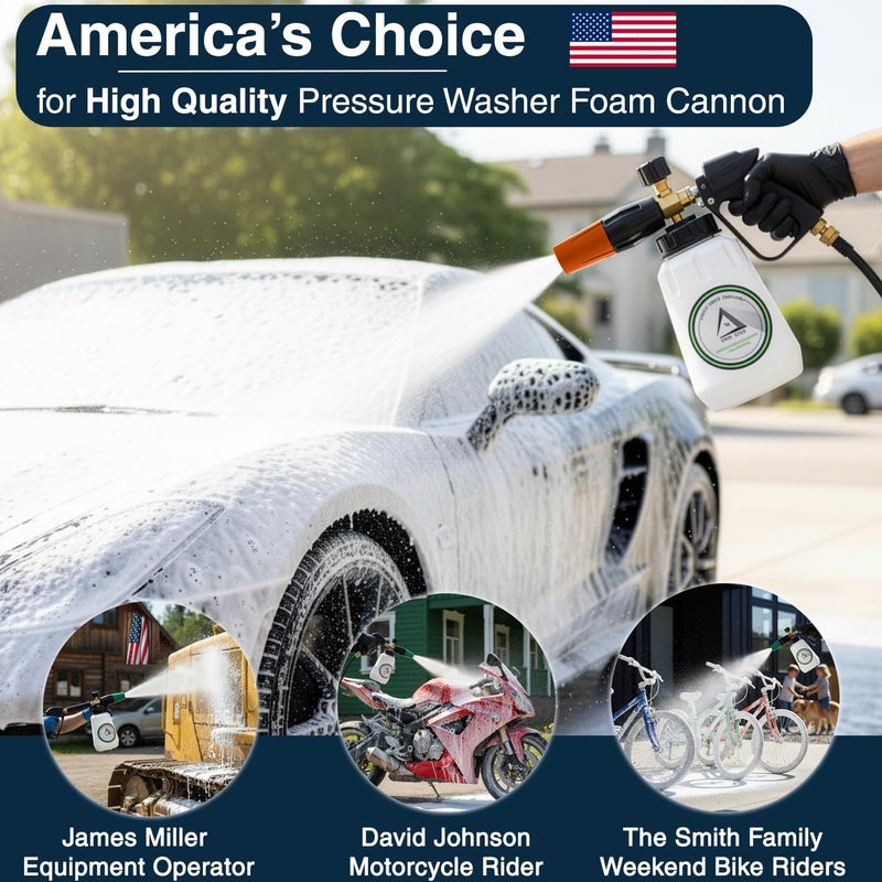 DBR Tech Foam Cannon for Pressure Washer, 1.1mm Orifice, 1000-4000 PSI, 1/4 Inch Quick Connector, Wide Neck and Adjustable Spray, Heavy Duty Car Snow Foam Blaster for Superior Foaming & Deep Clean, Orange - Image 3